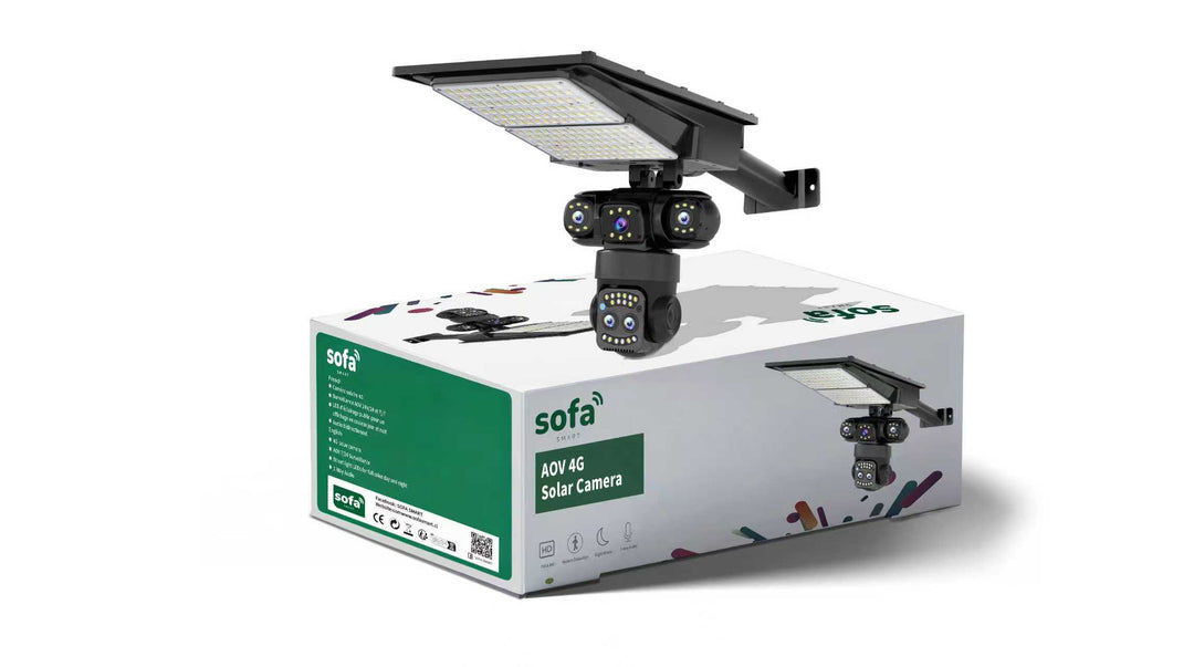 Caméra de Surveillance 4G Solaire Triple Objectif 2K AOV avec Projecteur LED 450W