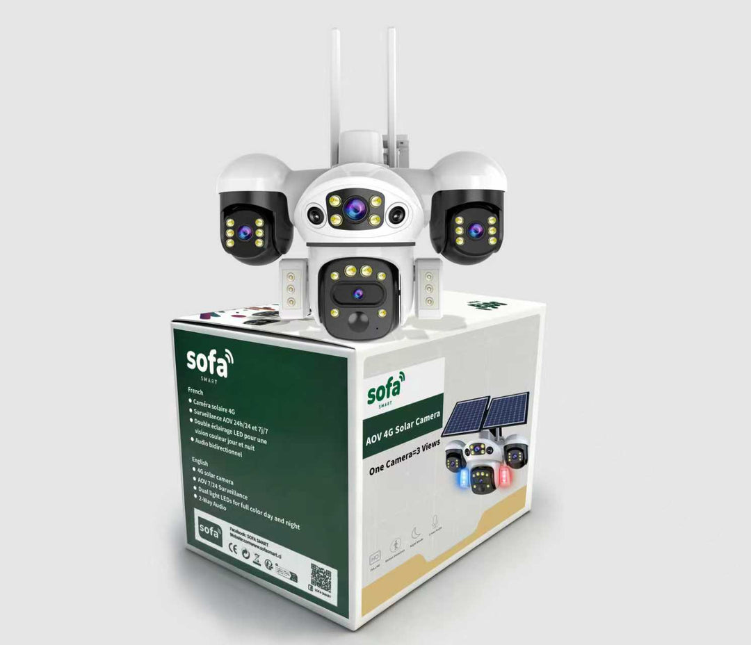 Caméra de Surveillance 4G Solaire Triple Objectif 2K AOV avec Alarme