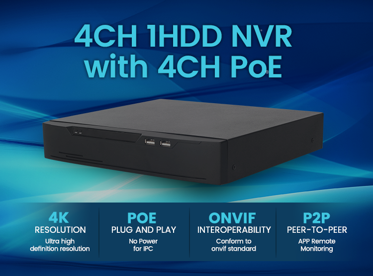 NVR PoE 4 Canaux avec Intelligence Artificielle (IA)
