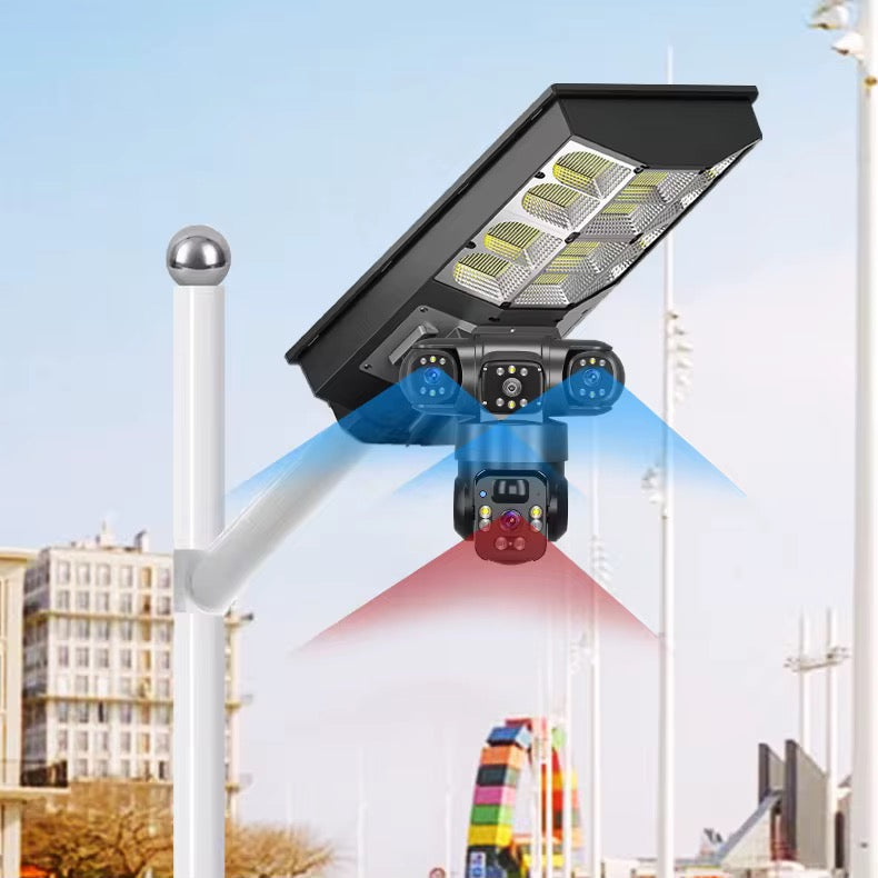 Caméra de Surveillance 4G Solaire Triple Objectif 2K AOV avec Projecteur LED 450W